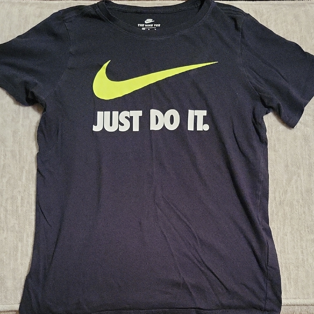 Nike Black Tee with Vibrant Green Swoosh